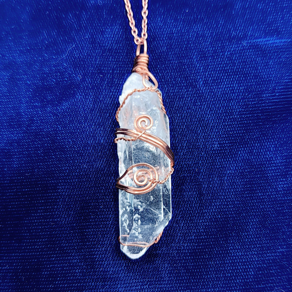 Raw Quartz Crystal Point Pendant – Copper Wire Wrapped Necklace, Handmade - Ethereal Essentials