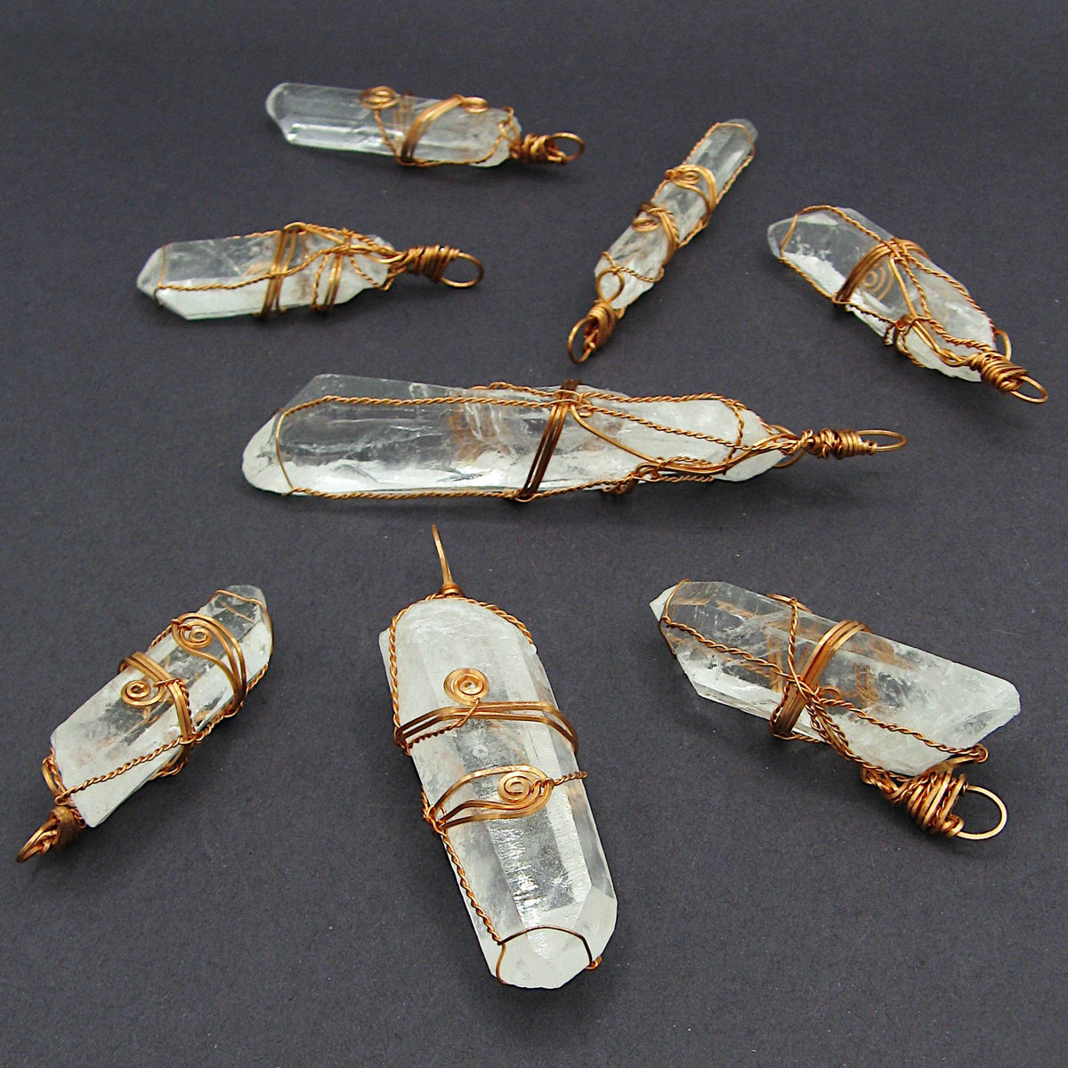 Raw Quartz Crystal Point Pendant – Copper Wire Wrapped Necklace, Handmade - Ethereal Essentials