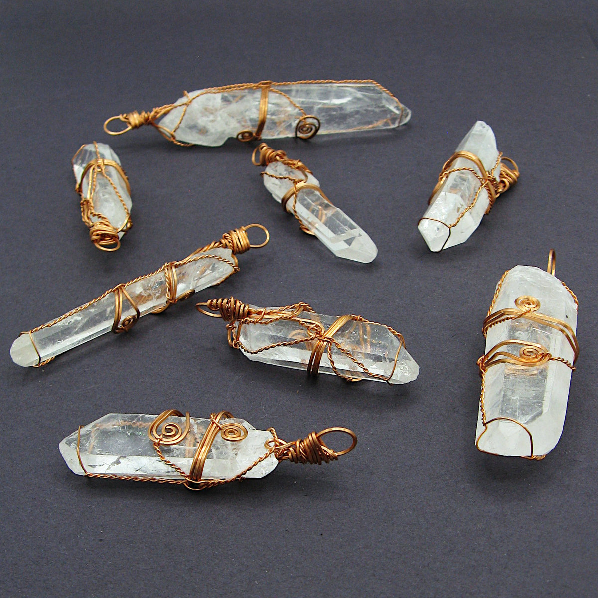 Raw Quartz Crystal Point Pendant – Copper Wire Wrapped Necklace, Handmade - Ethereal Essentials