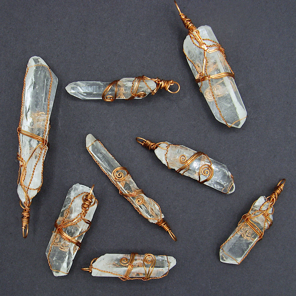 Raw Quartz Crystal Point Pendant – Copper Wire Wrapped Necklace, Handmade - Ethereal Essentials