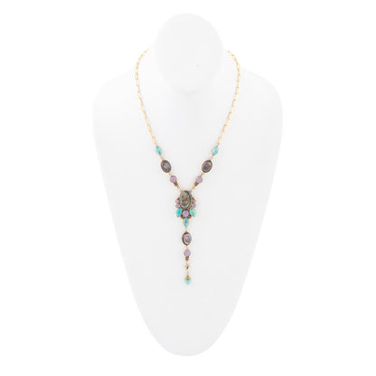Regalia Blue Abalone Golden Y Necklace