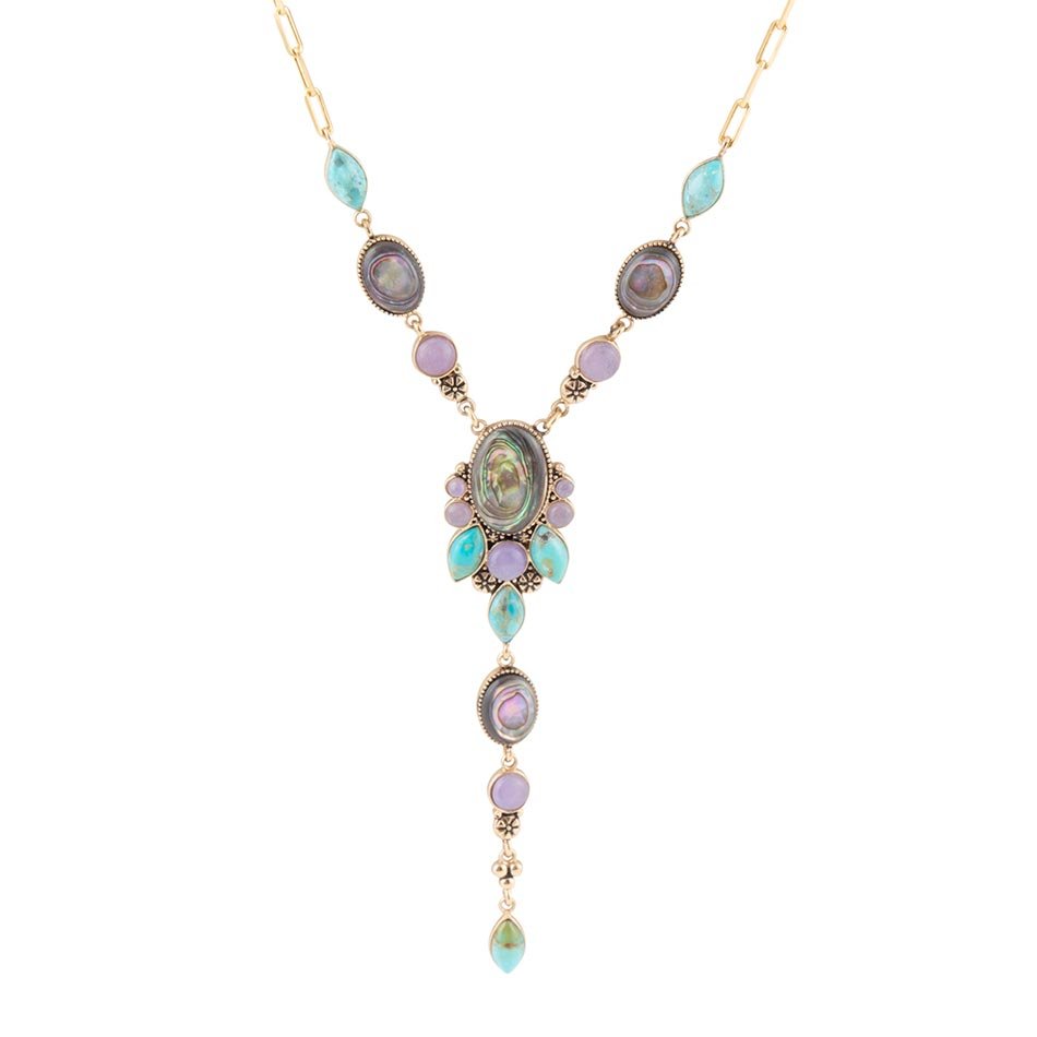 Regalia Blue Abalone Golden Y Necklace