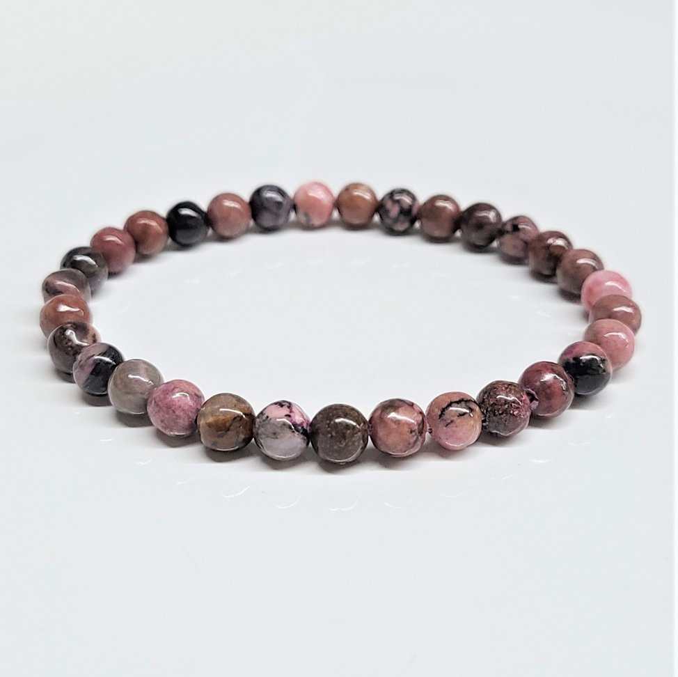 Rhodonite Round Bead Bracelet - Anxiety Calmer