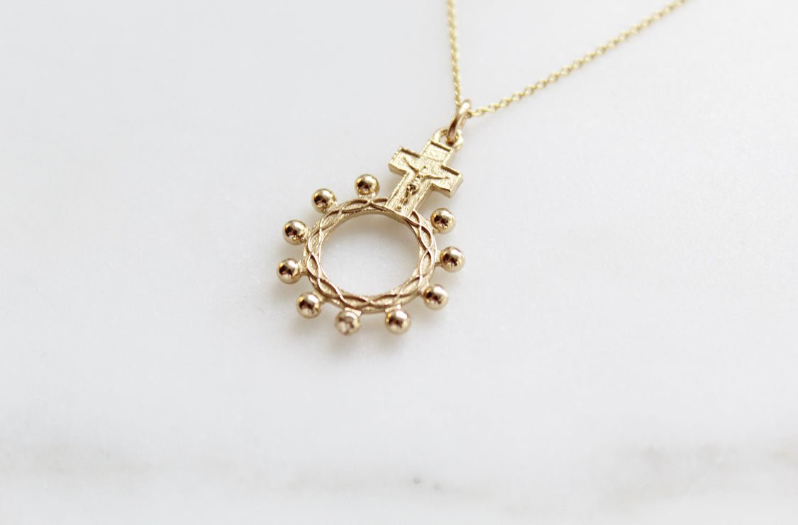 Rosary Bead Necklace 14k Gold - Ethereal Essentials