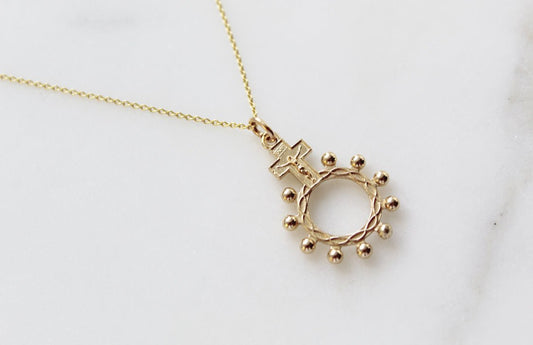Rosary Bead Necklace 14k Gold - Ethereal Essentials