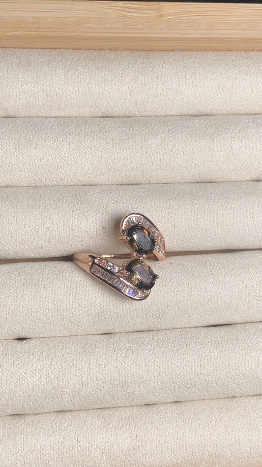Smoky quartz adjustable ring