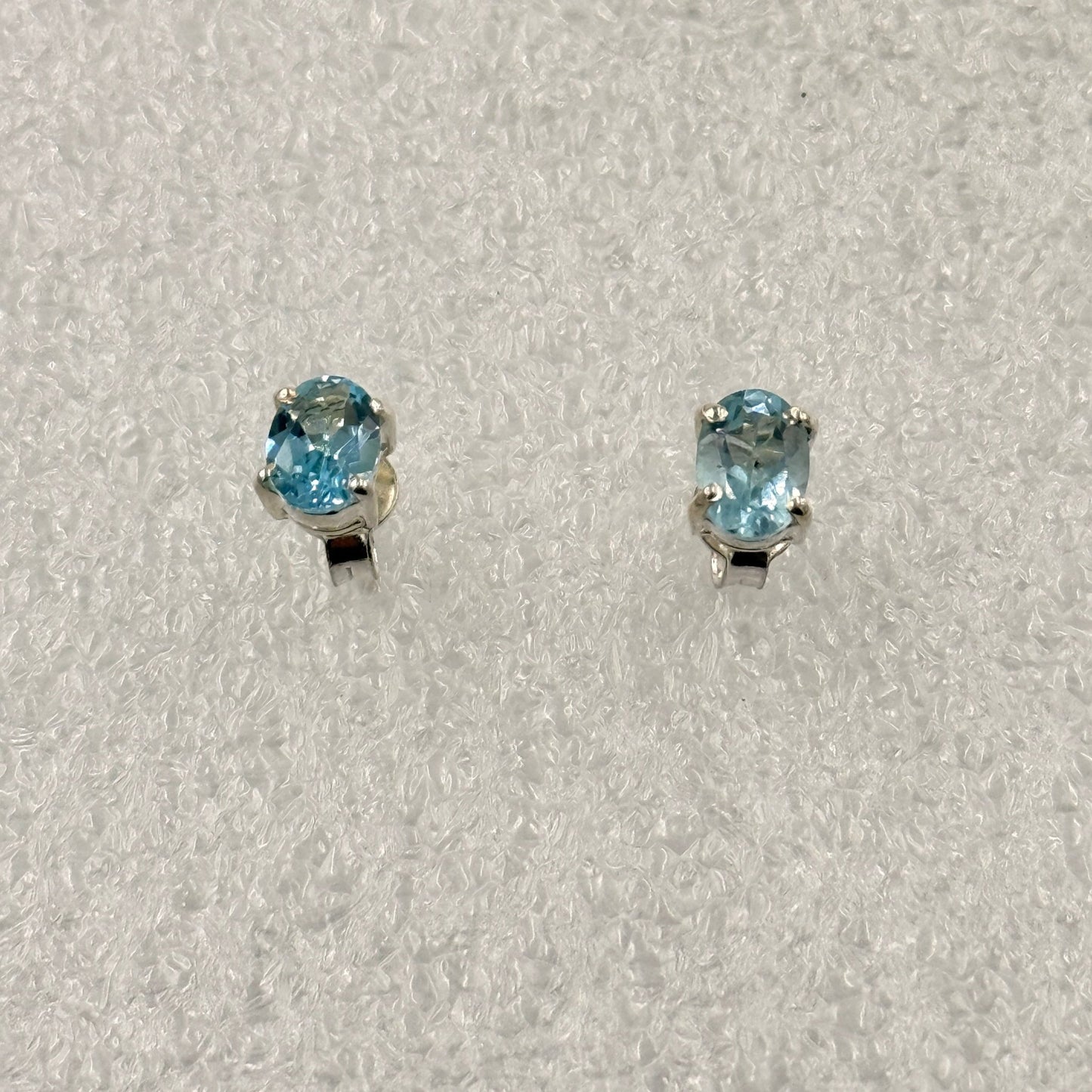 Sterling Silver Oval Aquamarine Post Earrings Size 2 - Ethereal Essentials