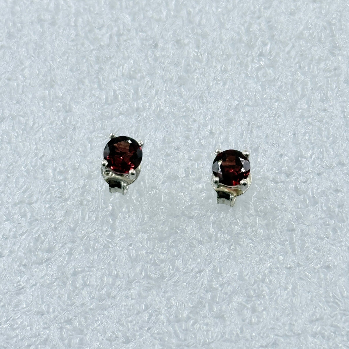 Sterling Silver Round Garnet Post Earrings Size 3 - Ethereal Essentials