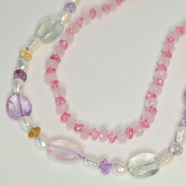Mixed Gemstone Candy Necklace: Hand-Knotted Ametrine & Citrine