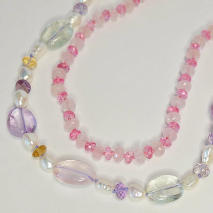 Mixed Gemstone Candy Necklace: Hand-Knotted Ametrine & Citrine