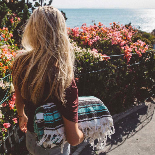 Sea Green Mexican Falsa Yoga Blanket