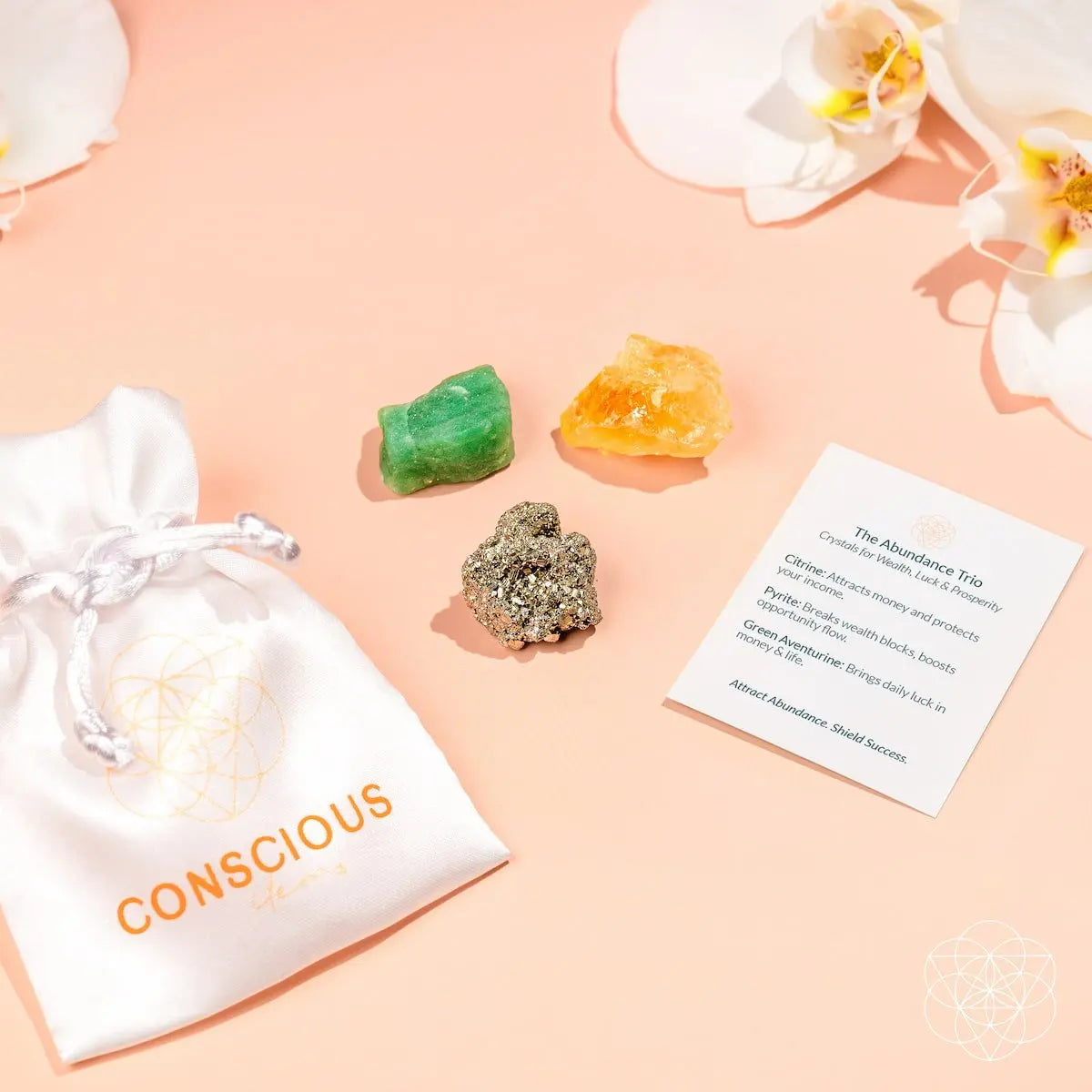 The Abundance Trio - Citrine, Green Aventurine, Pyrite Conscious Items