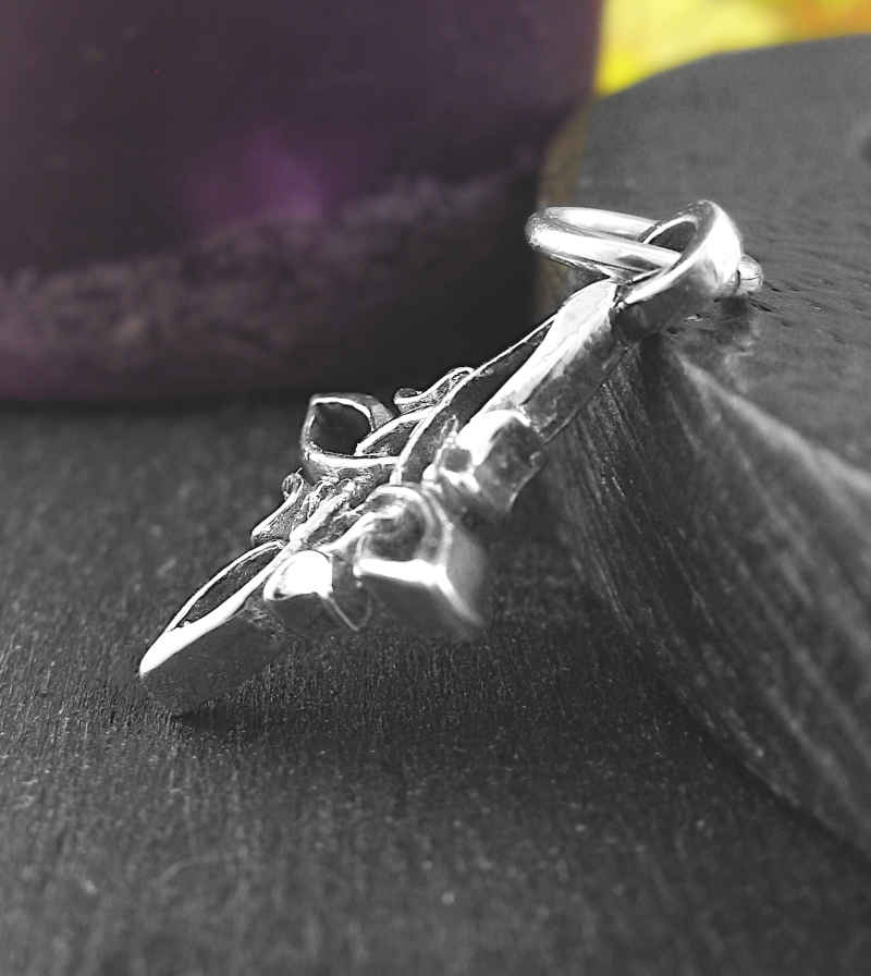 Tiny Witch's Knot With Four Crescent Moons Charm Pendant, Handmade - Ethereal Essentials