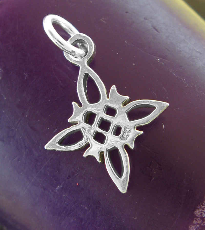 Tiny Witch's Knot With Four Crescent Moons Charm Pendant, Handmade - Ethereal Essentials