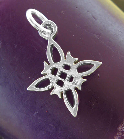 Tiny Witch's Knot With Four Crescent Moons Charm Pendant, Handmade - Ethereal Essentials