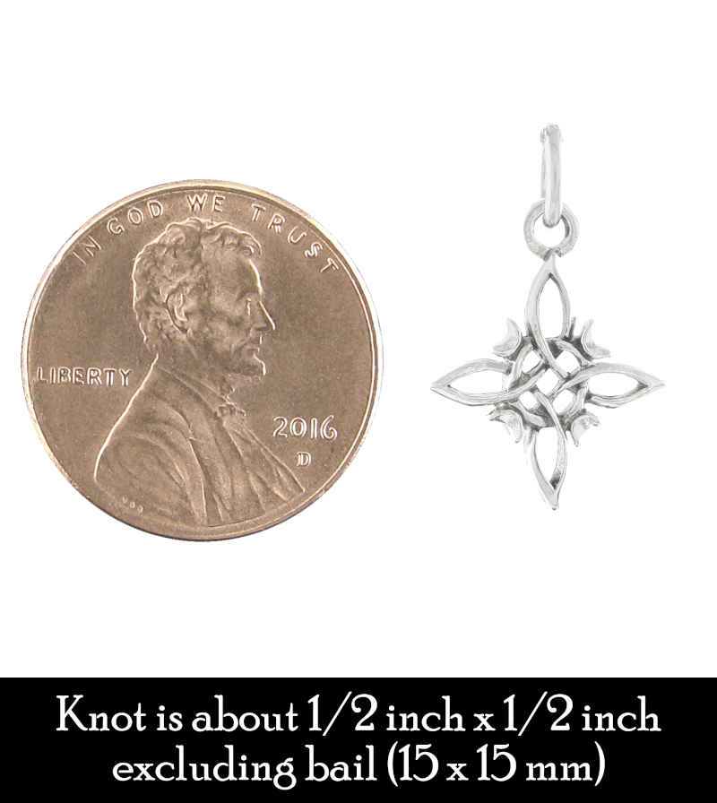 Tiny Witch's Knot With Four Crescent Moons Charm Pendant, Handmade - Ethereal Essentials