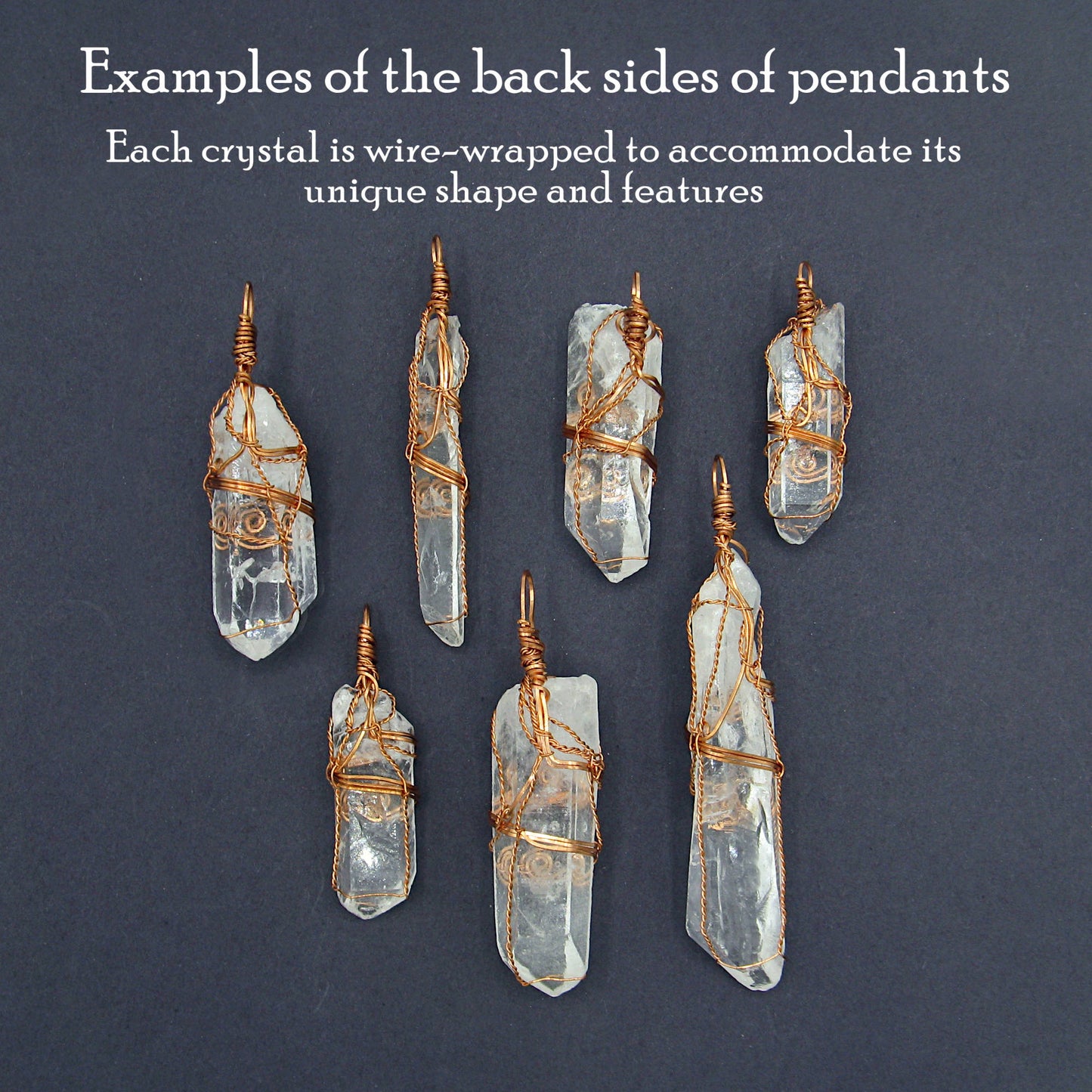 Raw Quartz Crystal Point Pendant – Copper Wire Wrapped Necklace, Handmade