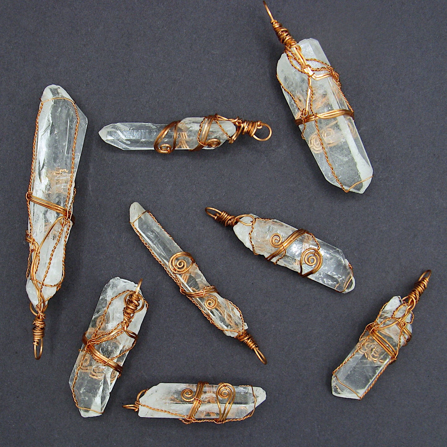 Raw Quartz Crystal Point Pendant – Copper Wire Wrapped Necklace, Handmade
