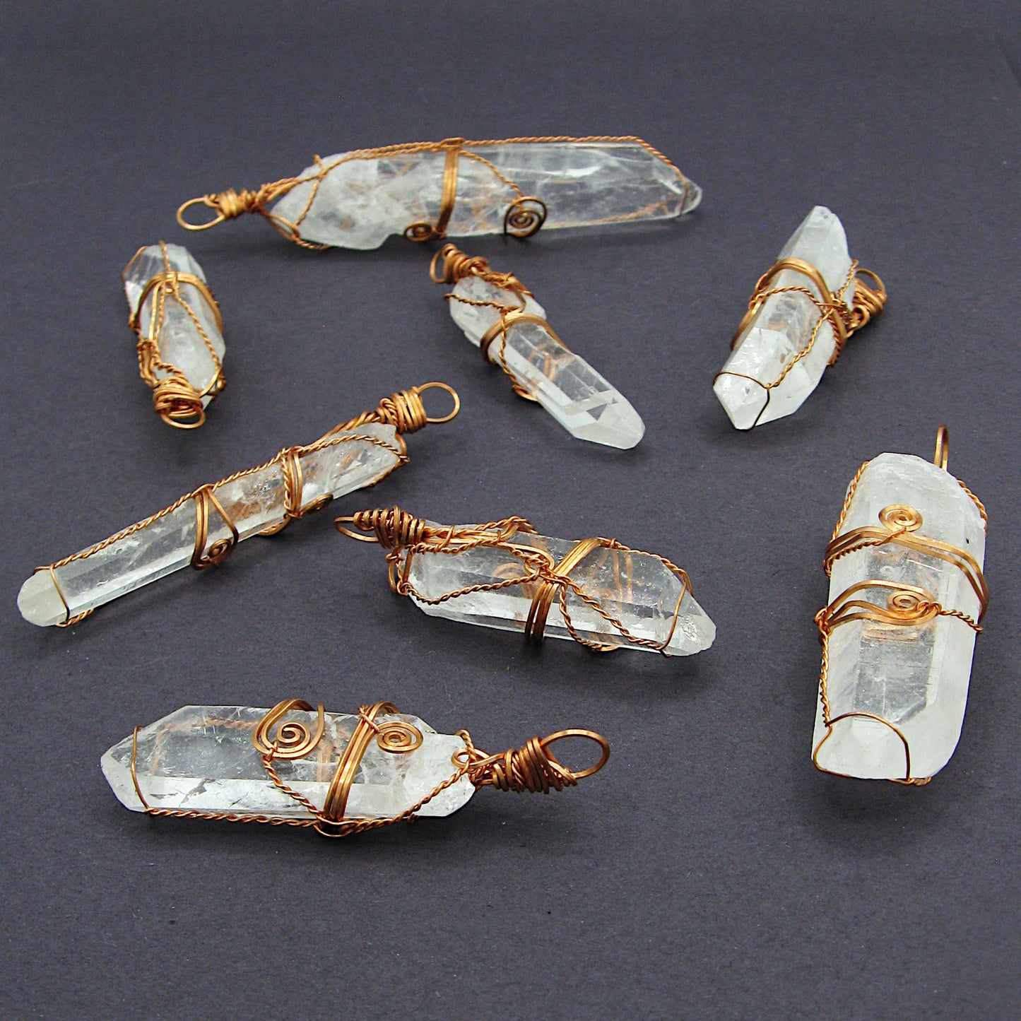 Raw Quartz Crystal Point Pendant – Copper Wire Wrapped Necklace, Handmade