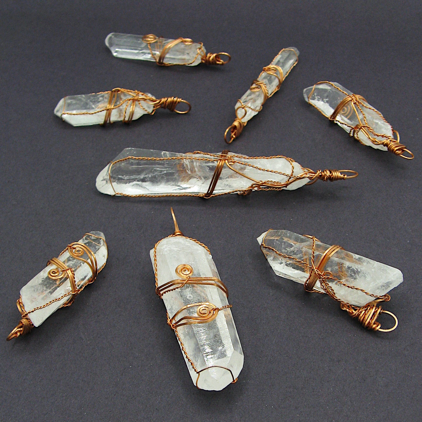 Raw Quartz Crystal Point Pendant – Copper Wire Wrapped Necklace, Handmade