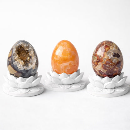 White Lotus Crystal Egg Stand – Choose Your Egg - Ethereal Essentials
