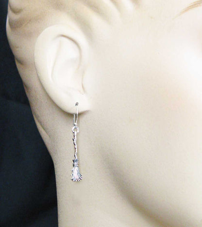 Witch's Broom Earrings, Handmade - 925 Sterling Silver - Ethereal Essentials