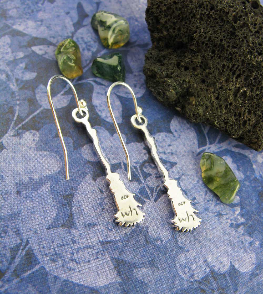 Witch's Broom Earrings, Handmade - 925 Sterling Silver - Ethereal Essentials