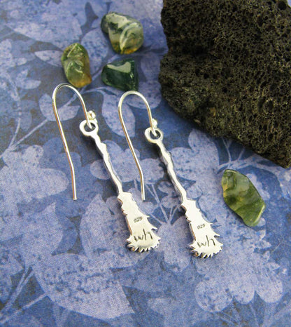 Witch's Broom Earrings, Handmade - 925 Sterling Silver - Ethereal Essentials
