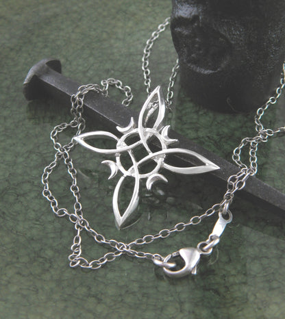 Witch's Knot with 4 Crescent Moons Pendant, Handmade - Ethereal Essentials