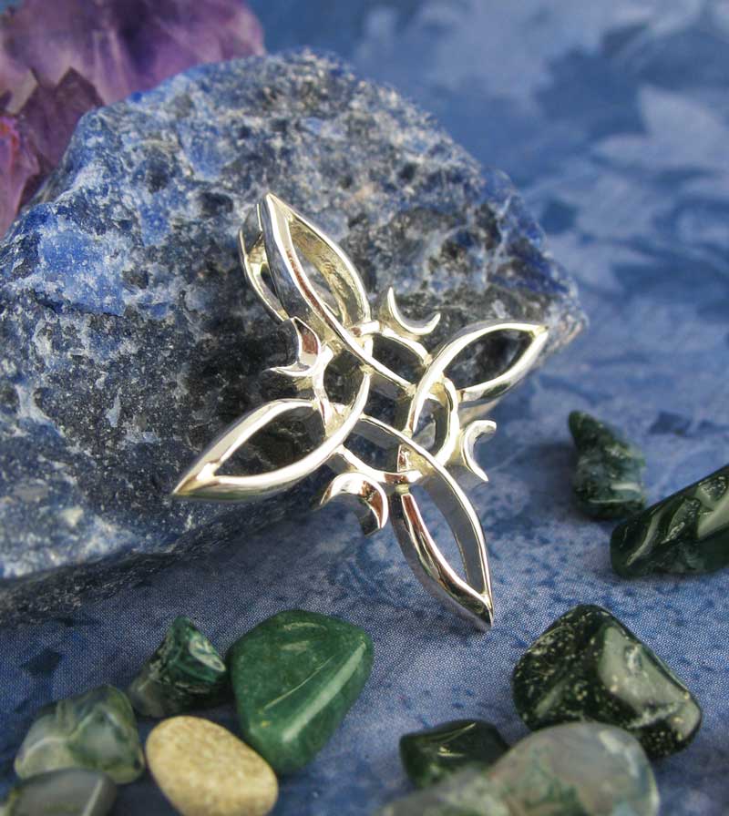 Witch's Knot with 4 Crescent Moons Pendant, Handmade - Ethereal Essentials
