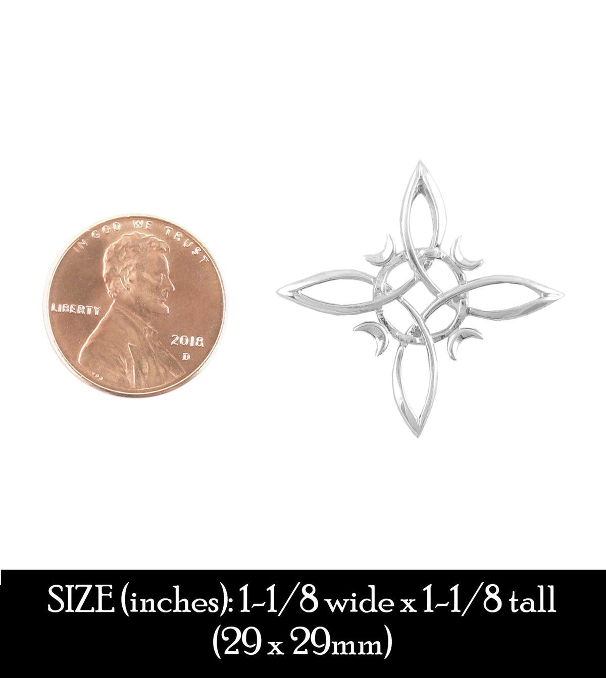 Witch's Knot with 4 Crescent Moons Pendant, Handmade - Ethereal Essentials
