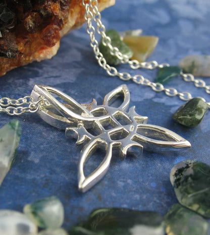 Witch's Knot with 4 Crescent Moons Pendant, Handmade - Ethereal Essentials